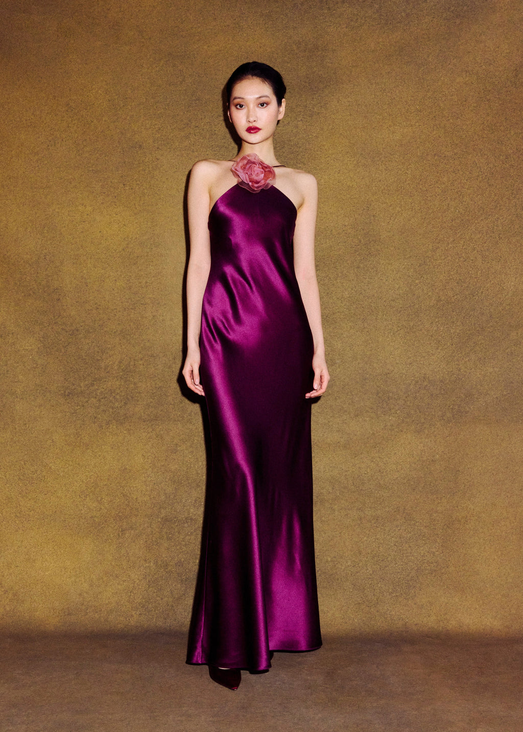Halter Slip Gown With Flower