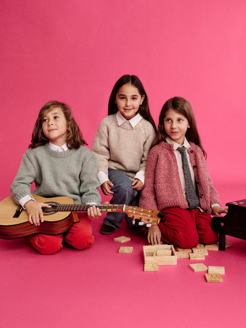 Kid's Cardigan in Red Melange