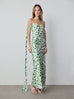 Strapless Bustier Dress with Ties in Mint Leaf Print