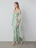 Strapless Bustier Dress with Ties in Mint Leaf Print