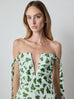 Strapless Bustier Dress with Ties in Mint Leaf Print