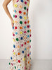 Crocheted Colorblocked Open-Back Maxi Dress