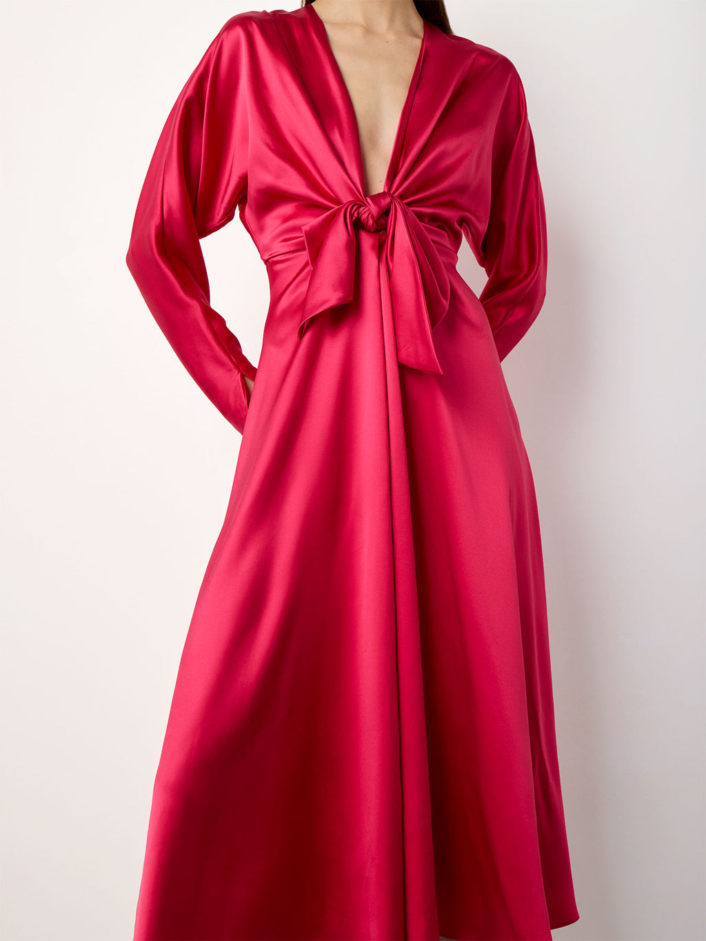 red knot midi dress ZARA WOMAN SS22 RED MIDI KNOTTED SATIN EFFECT DRESS NWT_REF: 7767/845_SIZES