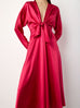 V-Neck Knot Dress with Ruffles In Dark Pink