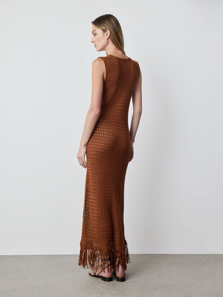 Brown Hand Crochet Dress Alejandra Alonso Rojas Brown Hand Crochet Dress Alejandra Alonso Rojas