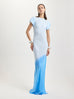 Nausheen Silk Gown in Blue Degrade