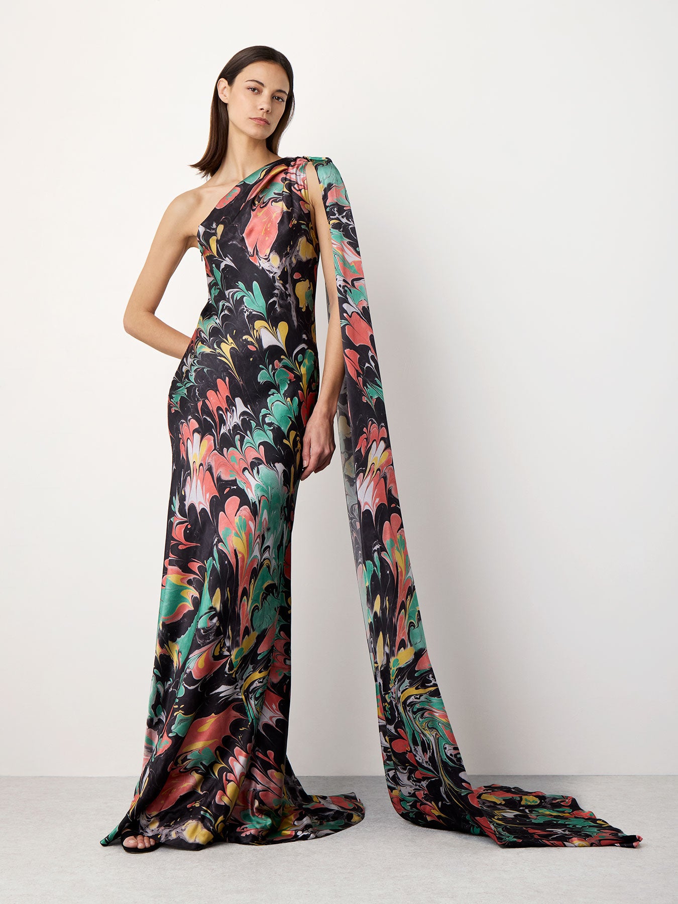 one shoulder marble dress Red Black Marble One Shoulder Kaftan Dress Cedric Brown Collection