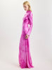 Cowl Back Silk Gown in Fuchsia Shibori