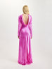 Cowl Back Silk Gown in Fuchsia Shibori