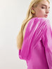 Cowl Back Silk Gown in Fuchsia Shibori