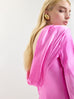 Cowl Back Silk Gown in Fuchsia Shibori