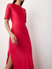 Short Sleeved Silk Gown in Red