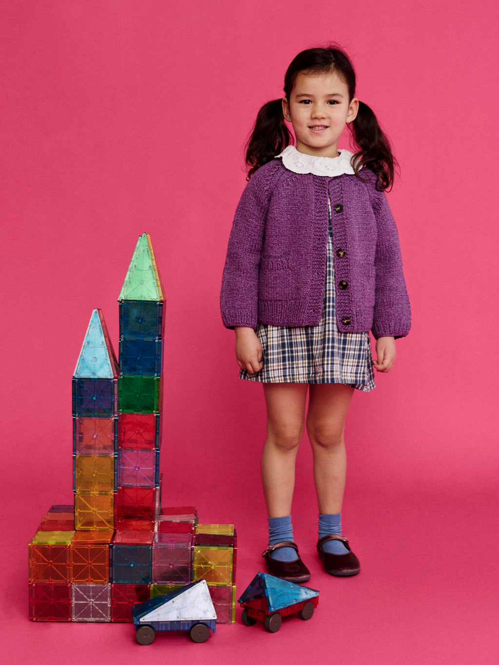 Kid's Cardigan in Purple Melange