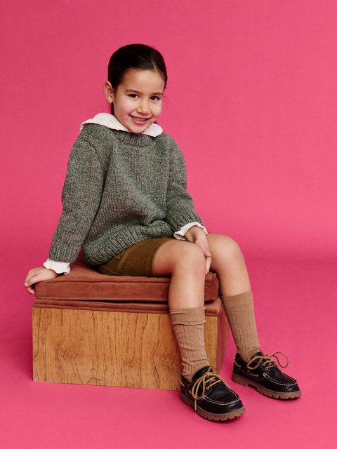 Kid's Pullover Sweater in Green Melange