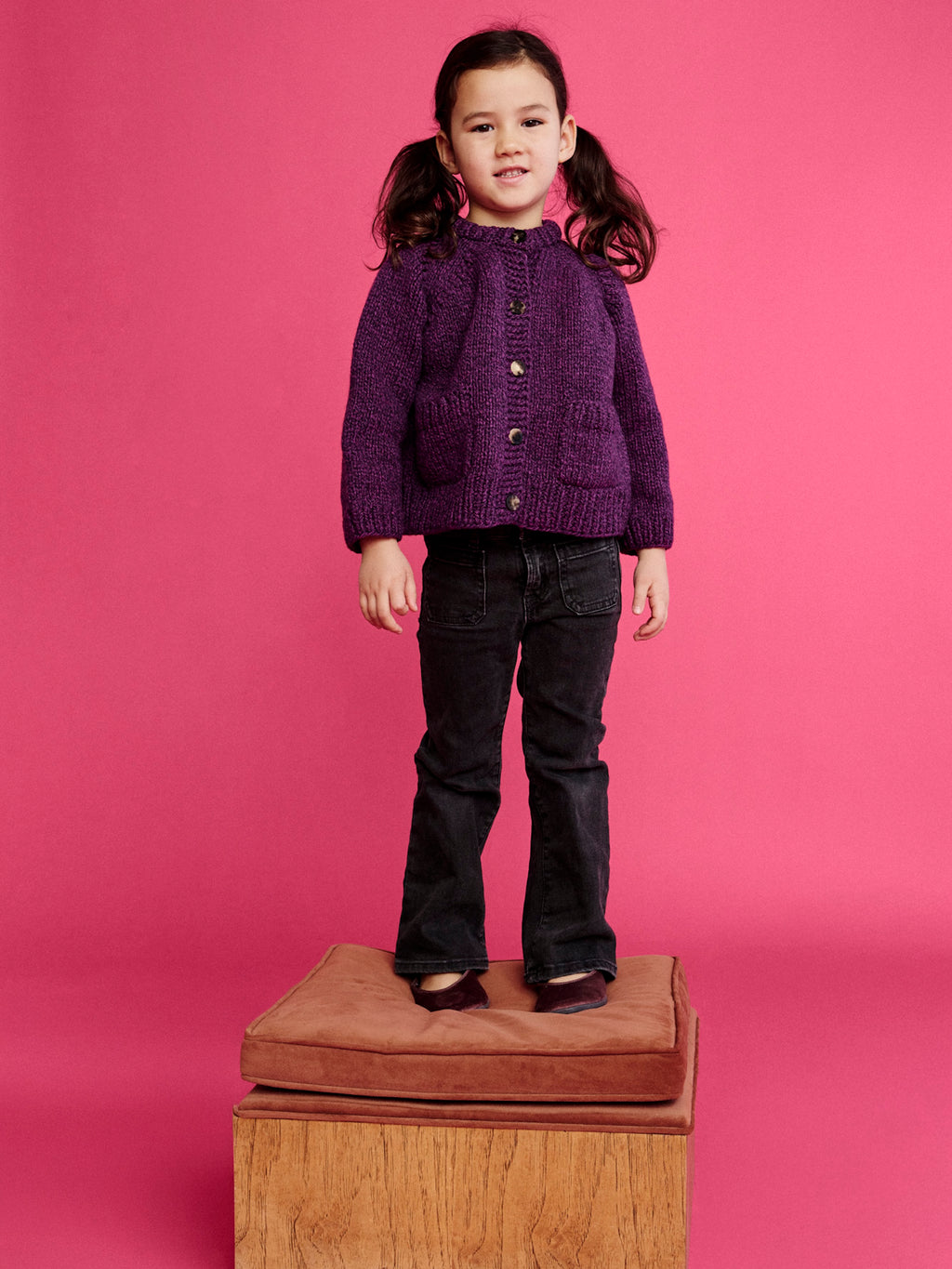 Kid's Cardigan in Berry Melange