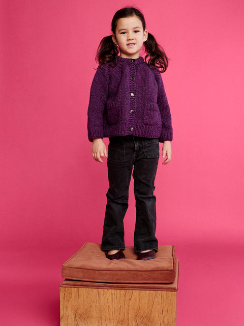 Kid's Cardigan in Berry Melange