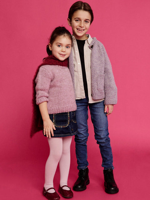 Kid's Cardigan in Lavender Melange