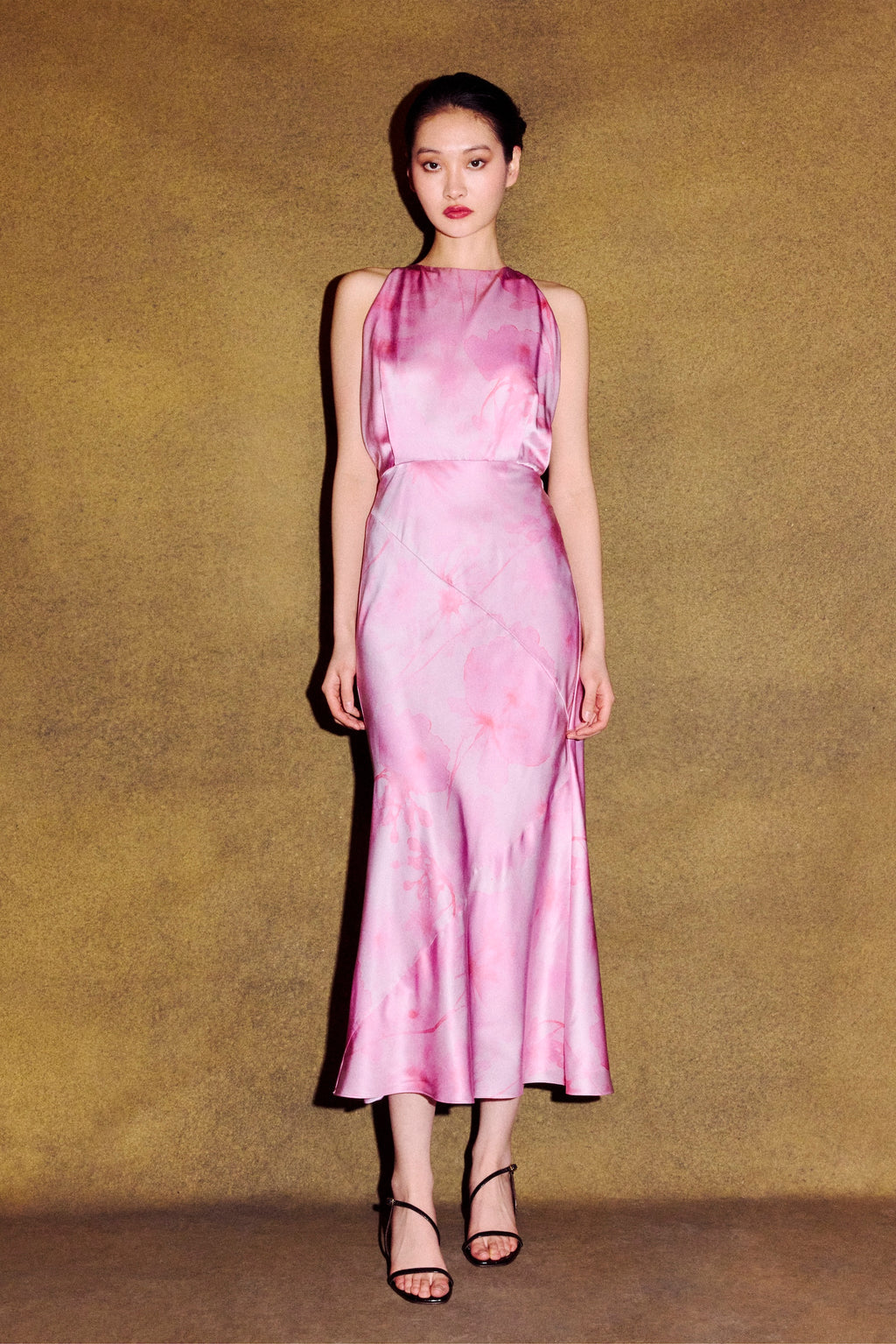 Blouson Midi Dress in Pink Print