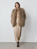 Mongolian Lamb Shearling Coat in Camel