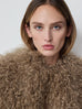 Mongolian Lamb Shearling Coat in Camel