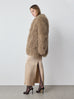 Mongolian Lamb Shearling Coat in Camel