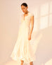 Draped Chiffon Carnation Dress in Ivory