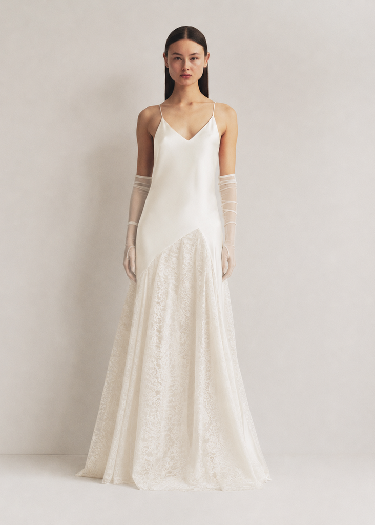 Low Back Gown with Lace Godets