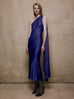 One Shoulder Shawl Dress in Navy Blue