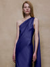 One Shoulder Shawl Dress in Navy Blue