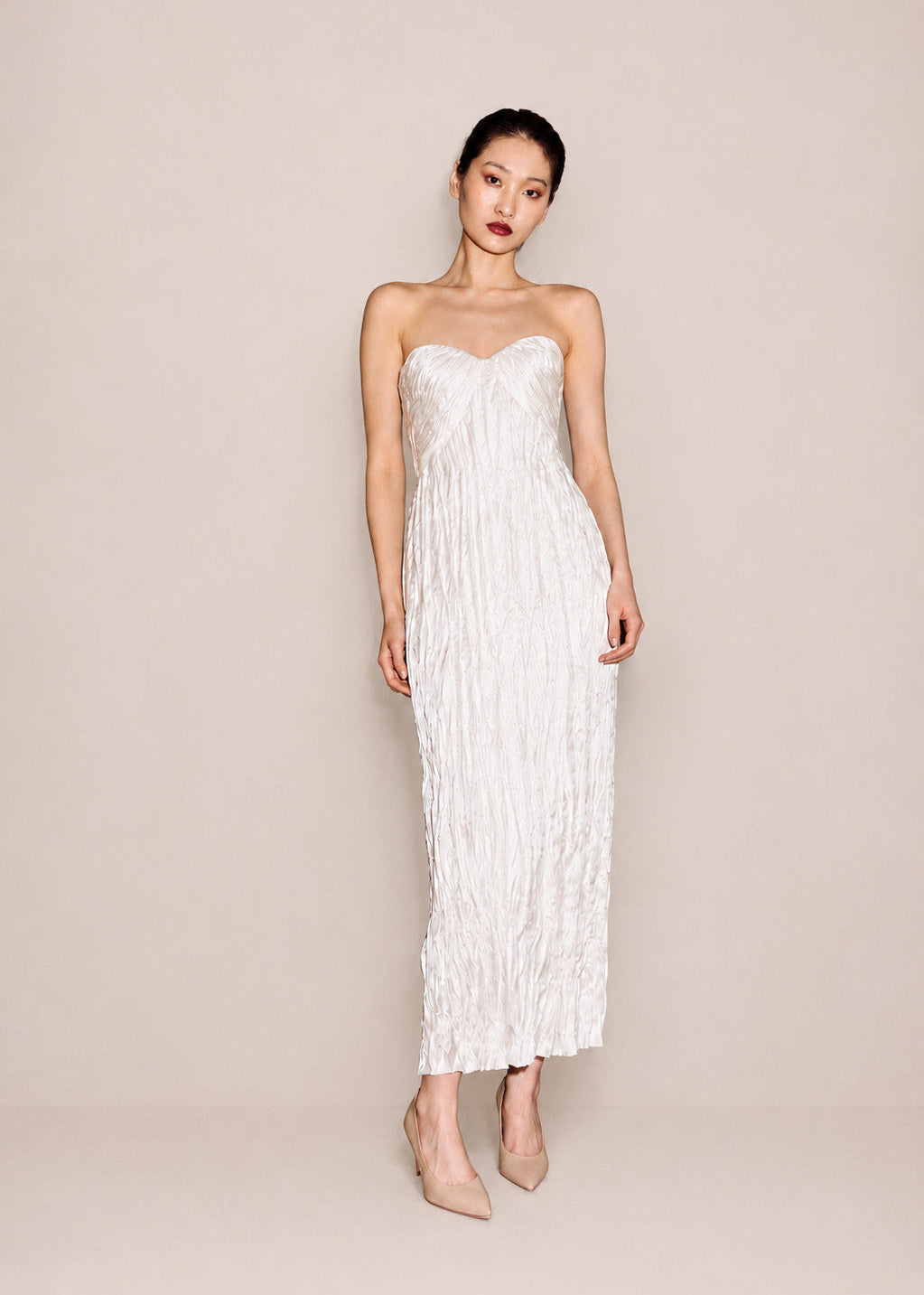 Pleated Draped Bustier Dress