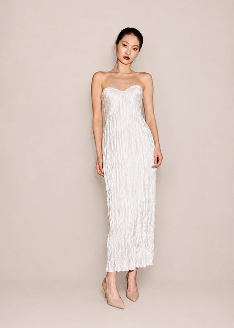 Pleated Draped Bustier Dress