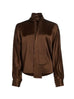 Silk Tie Blouse in Chocolate Brown