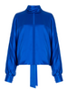 Silk Tie Blouse in Klein Blue