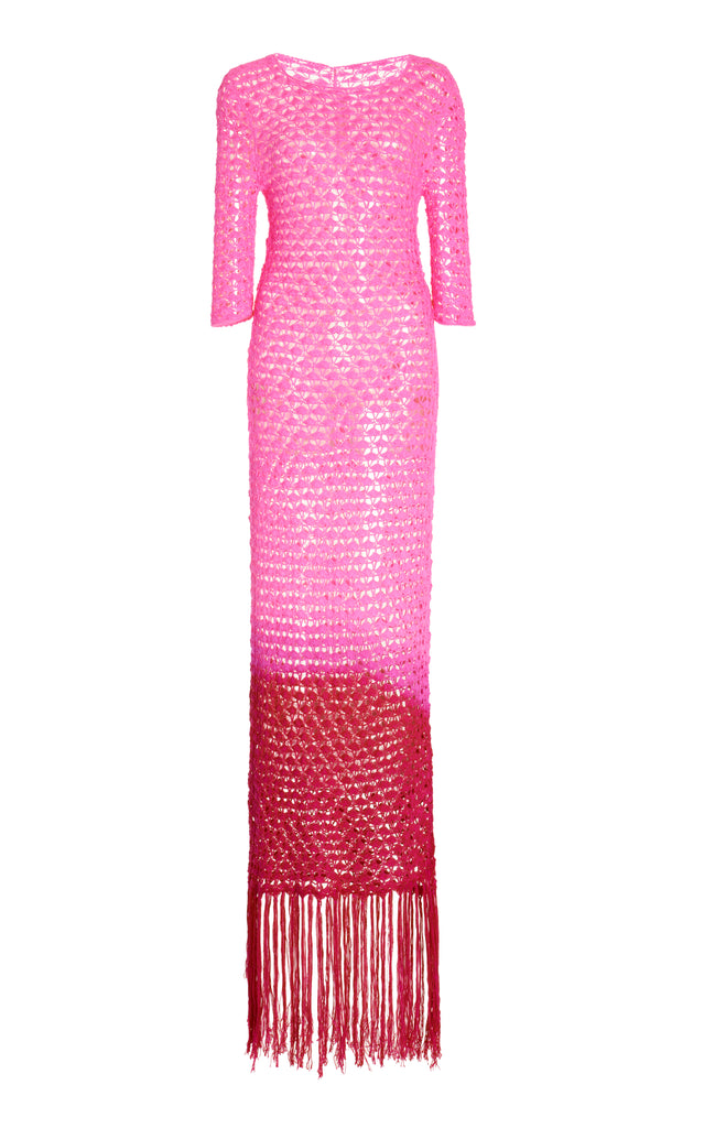 Fringed Crochet Maxi Dress