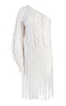 Fringed Cable-Knit Cashmere One-Shoulder Sweater