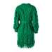GREEN FRINGE CABLE KNIT CARDIGAN