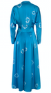 BLUE SHIBORI DYED SILK TRENCH DRESS