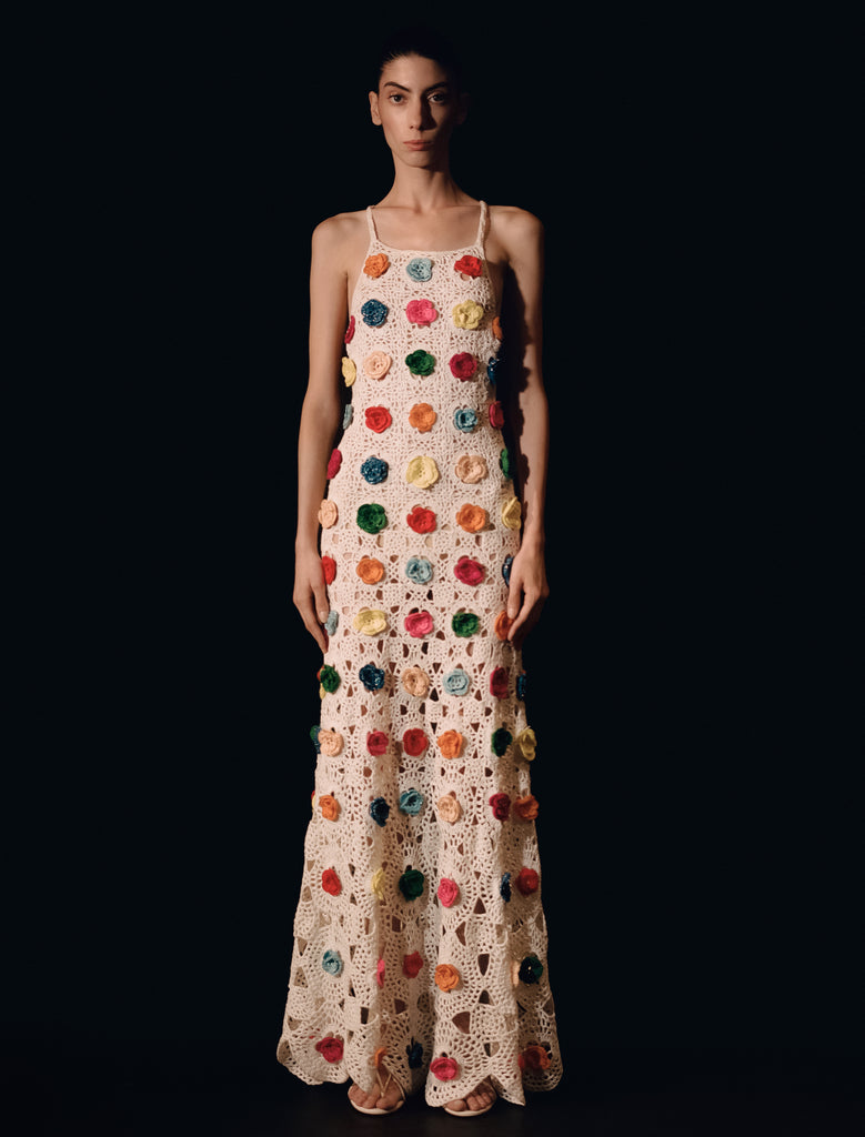 Spanish Moss Chanel Fringed Open Crochet Dress